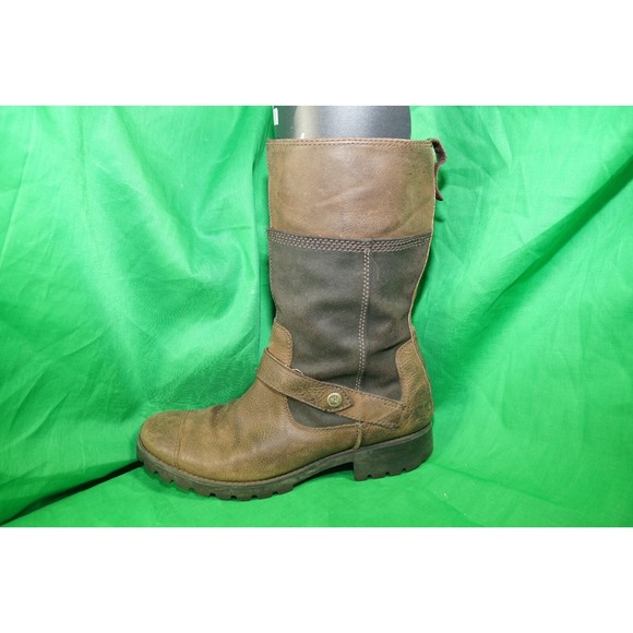 Timberland Womens Boots Brown Leather Mid Calf Pull On Size US 9.5 - Picture 5 of 9